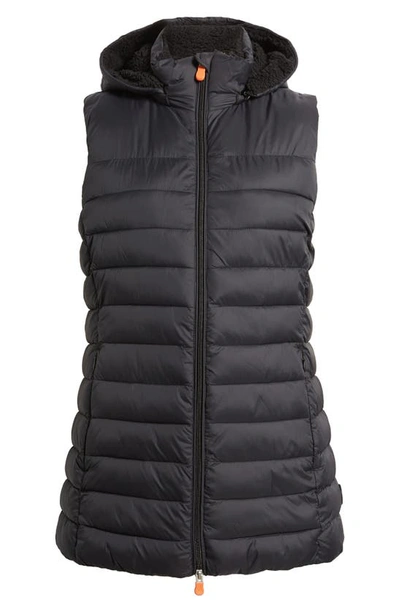 Shop Save The Duck Norah Hooded Insulated Recycled Nylon Puffer Vest In Black