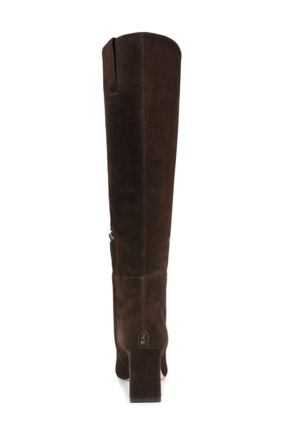 Sam Edelman Sylvia Womens Suede Tall Knee-high Boots In Chocolate Brown