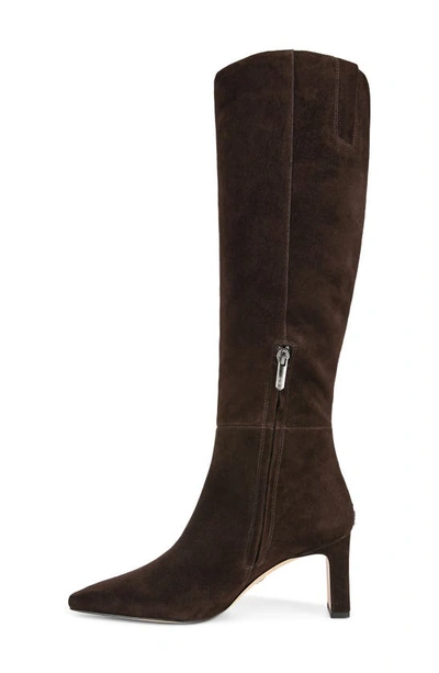 Sam Edelman Sylvia Womens Suede Tall Knee-high Boots In Chocolate Brown