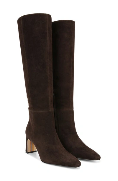 Sam Edelman Sylvia Womens Suede Tall Knee-high Boots In Chocolate Brown