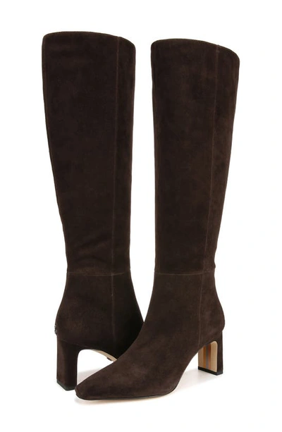 Sam Edelman Sylvia Womens Suede Tall Knee-high Boots In Chocolate Brown