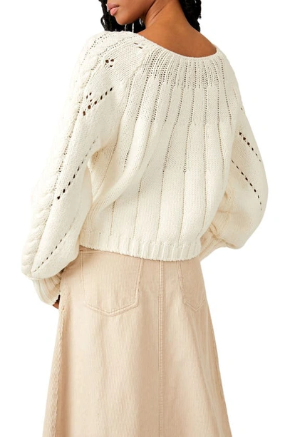 Shop Free People Sandre Cable Stitch Pullover In Ivory