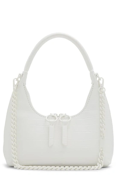 Shop Aldo Yvanax Croc Embossed Faux Leather Top Handle Bag In White