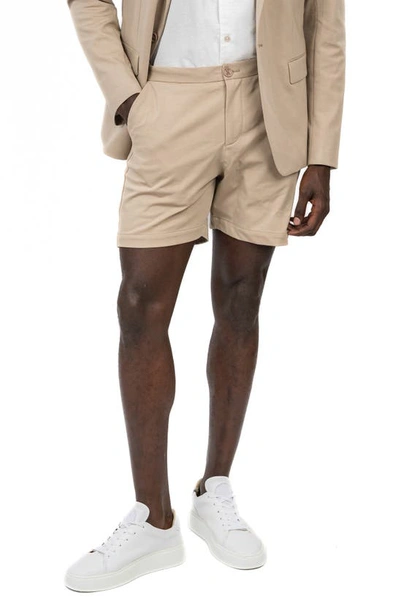Shop D.rt Maclean Stretch Cotton Blend Shorts In Tan