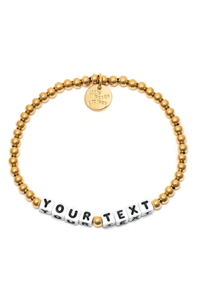 Little Words Project Golden Waterproof Custom Beaded Stretch Bracelet In Gold