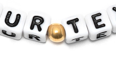 Little Words Project Golden Waterproof Custom Beaded Stretch Bracelet In Gold