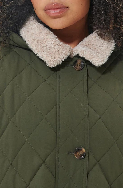 Shop Barbour Fox Quilted Coat In Olive