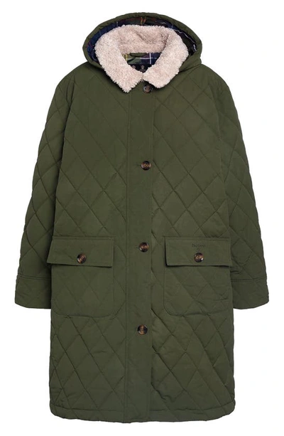 Shop Barbour Fox Quilted Coat In Olive