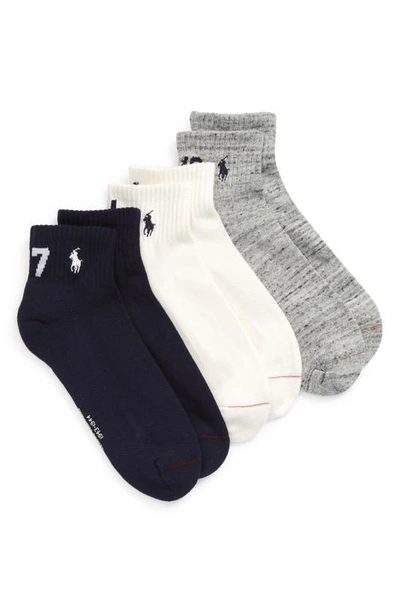 Shop Polo Ralph Lauren 3-pack Assorted Nyc Cotton Blend Crew Socks In Ghast