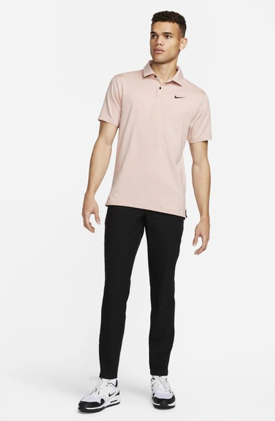 Shop Nike Dri-fit Tour Solid Golf Polo In Pink Oxford/ Black