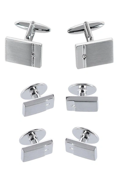 Trafalgar Men's The Plaza Square Cufflink Stud Set In Silver