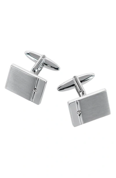 Shop Trafalgar The Kingsley Square Cuff Link & Stud Set In Silver