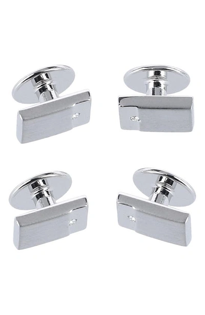 Trafalgar Men's The Plaza Square Cufflink Stud Set In Silver