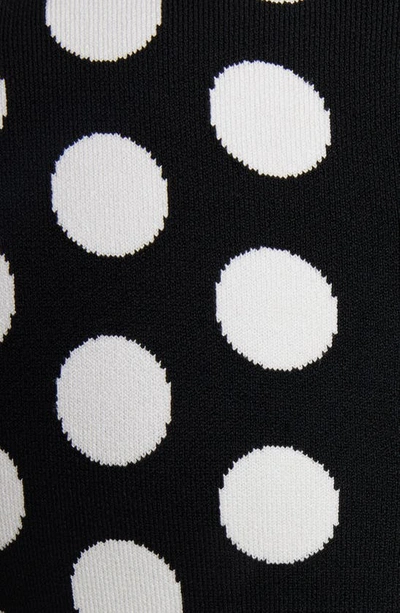 Shop Balmain Polka Dot High Neck Long Sleeve Knit Minidress In Eer Black/ Natural