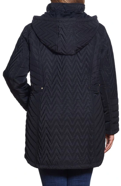 Gallery Chevron Quilt Hooded Jacket In Black