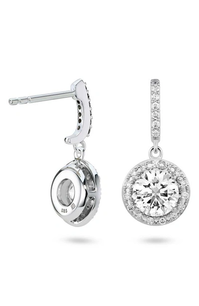 Shop Lightbox 2-carat Lab Grown Diamond Halo Drop Earrings In 2.0ctw White Gold