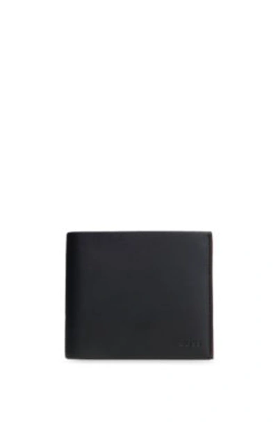 Shop Hugo Boss Logo-embossed Leather Wallet With Coin Pocket In Black