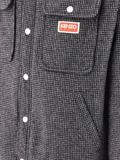 Shop Kenzo Checked Overshirt In Grey