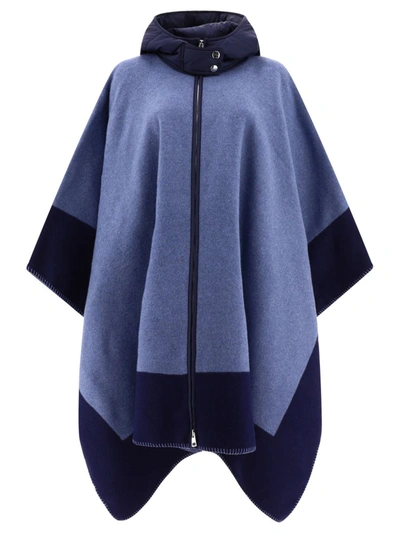 Shop Etro Hooded Cape With Logo In Blue