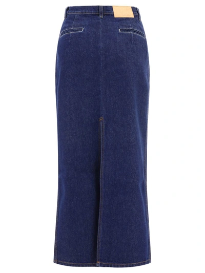 Shop Magda Butrym Long Denim Skirt In Blue