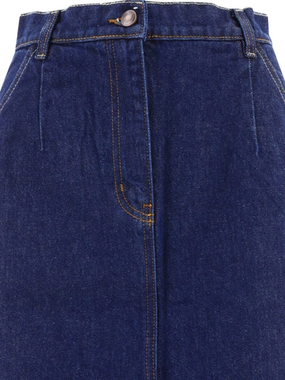 Shop Magda Butrym Long Denim Skirt In Blue