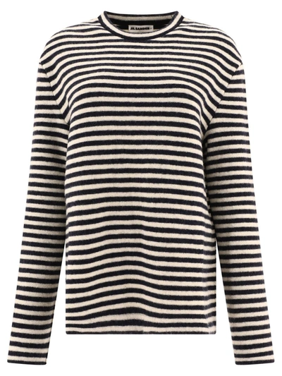 Shop Jil Sander Striped Sweater In Blue