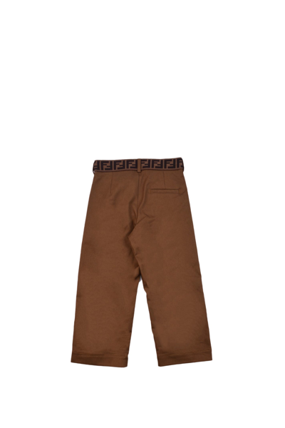 Shop Fendi Cotton Pants In Brown
