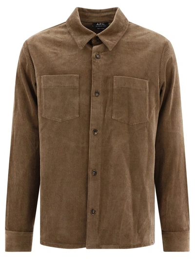 Shop Apc A.p.c. "joe" Corduroy Overshirt In Brown