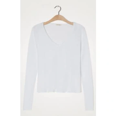 Shop American Vintage Sonoma Long Sleeve V-neck T-shirt In White