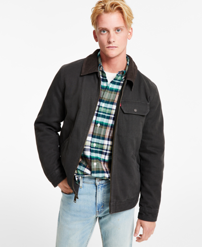 Shop Levi's Men's Cotton Canvas Zip-front Utility Jacket In Olive