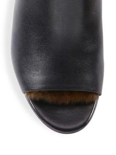 Shop 3.1 Phillip Lim / フィリップ リム Cube Leather & Rabbit Fur Mules In Natural-black
