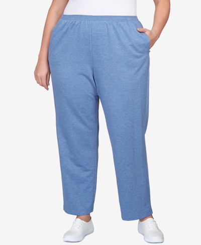 Shop Alfred Dunner Plus Size Comfort Zone French Terry Elastic Waist Average Length Pants In Wedgewood