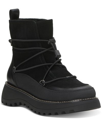 Shop Lucky Brand Women's Caelia Pull-on Lug Sole Winter Boots In Black Suede