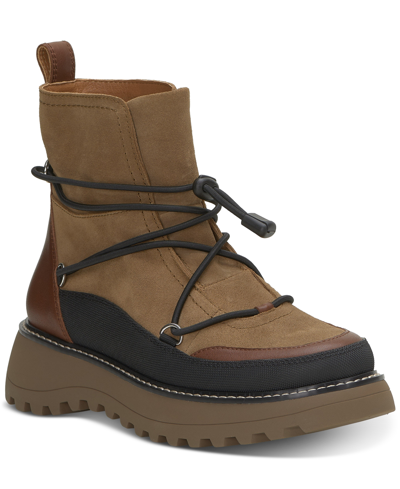 Shop Lucky Brand Women's Caelia Pull-on Lug Sole Winter Boots In Dark Natural Multi Suede