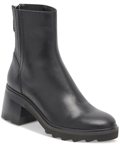 Shop Dolce Vita Women's Martey H2o Block-heel Lug Sole Booties In Black Leather