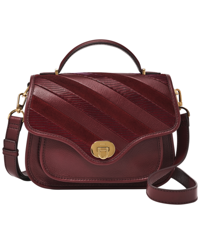 Shop Fossil Heritage Leather Top Handle Bag In Mahogany Lizard Stripe