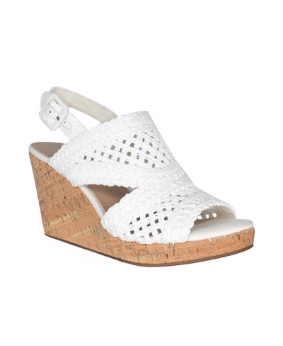 Shop Impo Women's Teangi Raffia Slingback Platform Wedge Sandals In White
