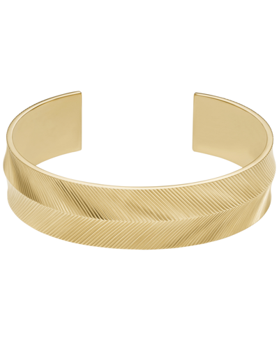 Shop Fossil Harlow Linear Texture Gold-tone Stainless Steel Cuff Bracelet