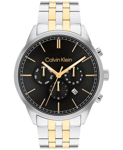 Shop Calvin Klein Men's Multi-function Two-tone Stainless Steel Bracelet Watch 44mm