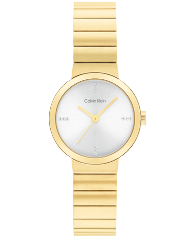 Shop Calvin Klein Women's Three Hand Gold-tone Stainless Steel Bracelet Watch 25mm