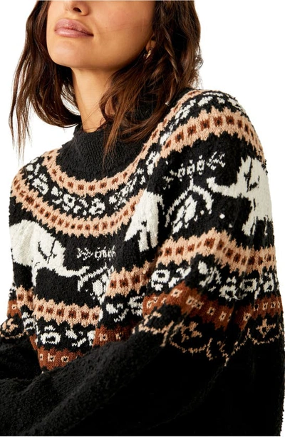 Shop Free People Nellie Fair Isle Sweater In Athracite Combo