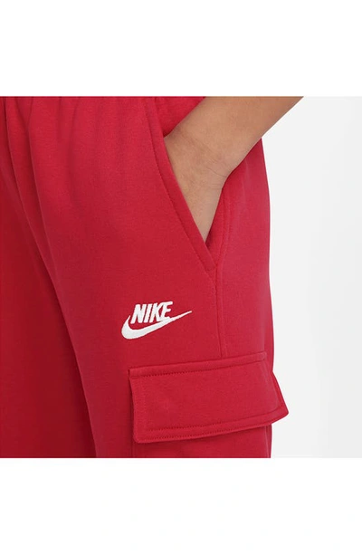 Shop Nike Kids' Sportswear Club Fleece Cargo Joggers In University Red/ White