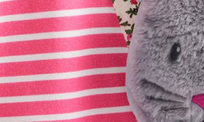 Shop Mini Boden Kids' Stripe Bunny Appliqué Tunic Top In Azalea Pink/ Ivory