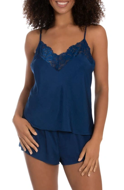 Shop In Bloom By Jonquil Harper Lace Trim Short Satin Pajamas In Sapphire
