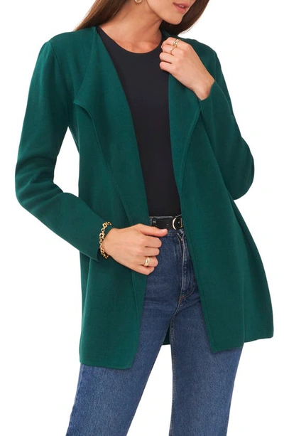 Shop Vince Camuto Drape Front Combed Cotton Cardigan In Rich Spruce