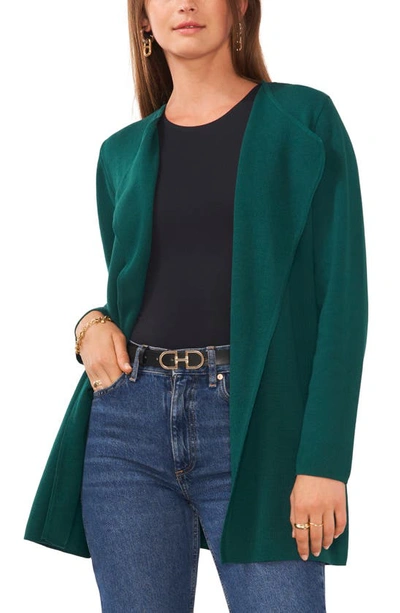 Shop Vince Camuto Drape Front Combed Cotton Cardigan In Rich Spruce