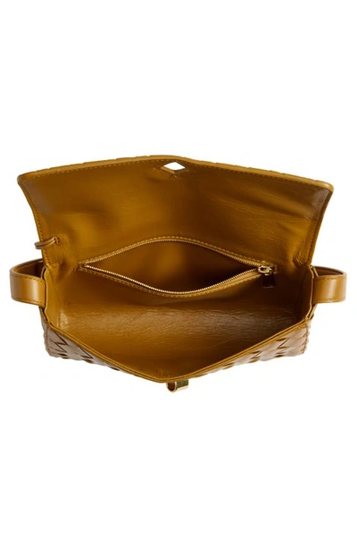 Shop Bottega Veneta Mini Intrecciato Leather Crossbody Bag In 7746 Acorn-muse Brass