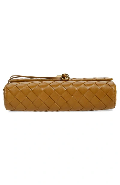 Shop Bottega Veneta Mini Intrecciato Leather Crossbody Bag In 7746 Acorn-muse Brass