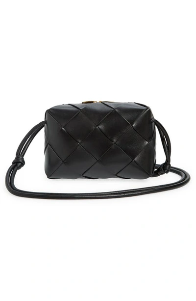 Shop Bottega Veneta Large Intrecciato Leather Crossbody Bag In 8425 Black-gold