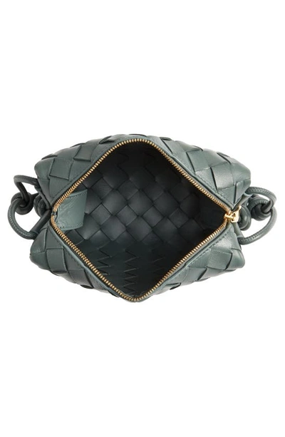 Shop Bottega Veneta Mini Intrecciato Leather Crossbody Bag In 1615 Slate-gold